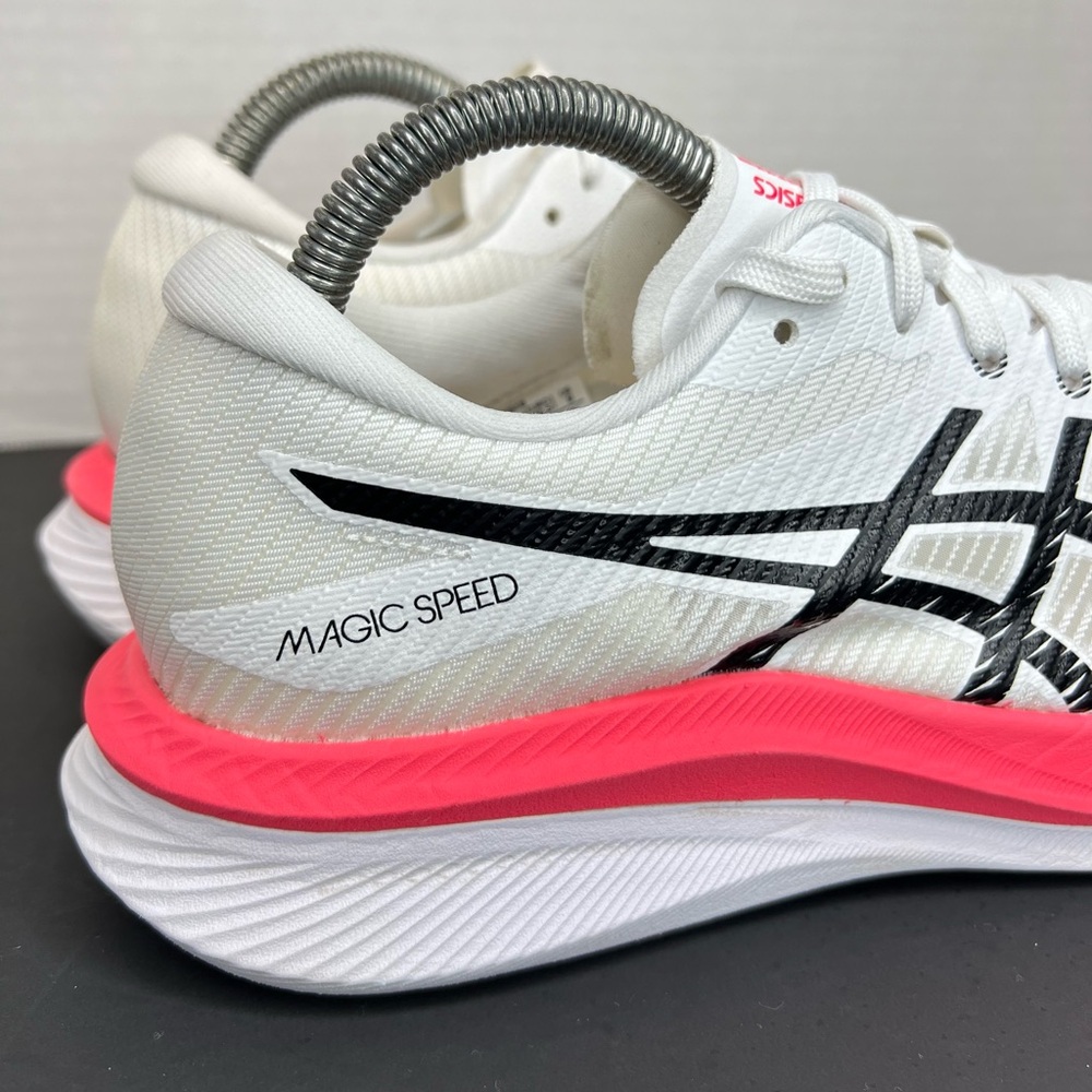 Asics Magic Speed 3 Womens Running Shoes White/Black/Pink Sz 9 1012B518-100 XLNT - Picture 6 of 16